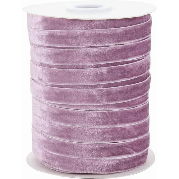 50 Yards 3/8 Inch Purple Velvet Ribbon Thin Vintage Soild Soft Single Face Velvet Fabric Ribbons Bulk Roll with Spool for Sewing Making Crafts Gift Wrapping Wreaths Bouquet Party Decor DIY