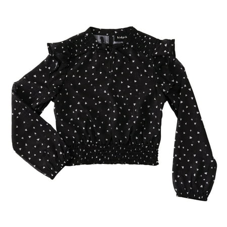 

KIDPIK Girls Long Sleeve Top Heart Smocked Chiffon Top Size: 12 Months - XXL (16)