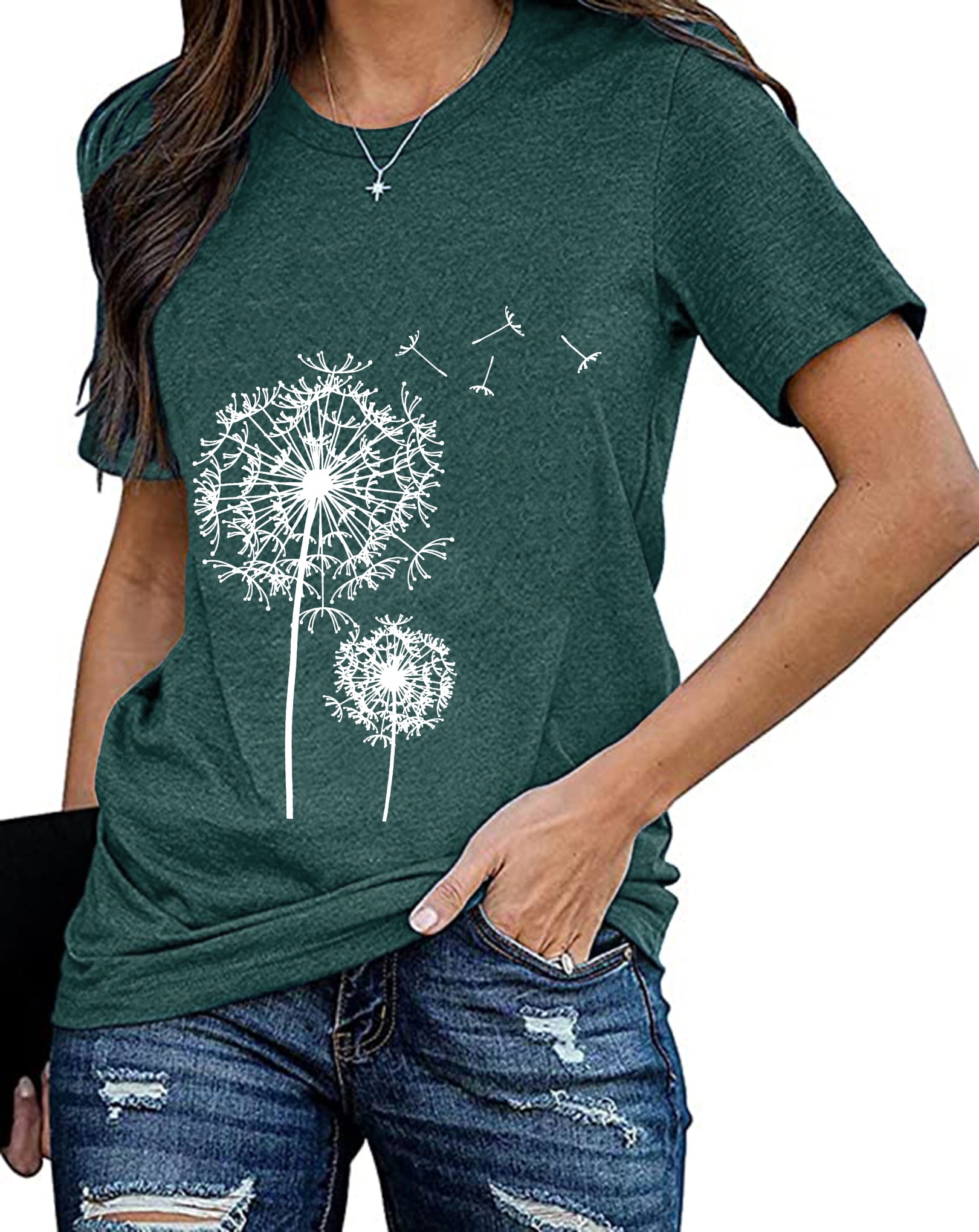 Women Dandelion Shirts Dandelion Graphic T Shirts Cute Casual Faith ...