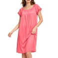 thumbnail image 2 of Puntoco Satin Nightgowns for Women Silk Nightgown Pleated Loose Night Shirts Short Sleeve Sleep Shirts, 2 of 7