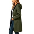 thumbnail image 4 of WIZUTIZ Women's Solid Color Wool Blend Hooded Coat Long Sleeve Loose Fit Lined Warm Winter Overcoat with External Pockets Casual Daily Outerwear, 4 of 7