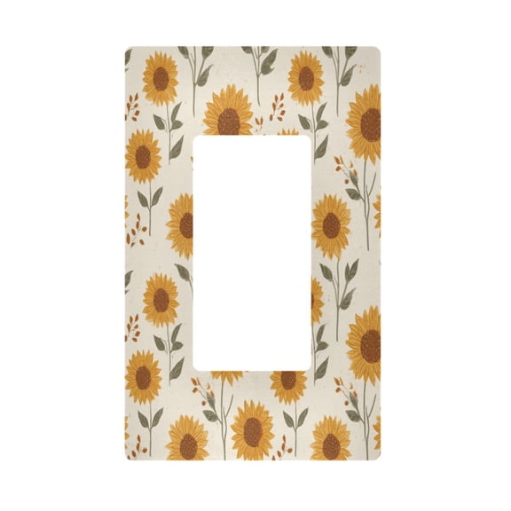 Yayeee Rocker Switch Wall Plate 1-Gang 4.6"x2.9" Home Decorative Outlet Cover, Beige Sunflower Pattern