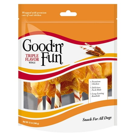 Good n Fun Triple Flavor Wings Snack for All Dogs, 12.0 oz