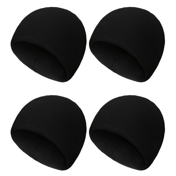 WatDenyFine 4-Pack Black Fleece Beanie Hats for Men & Women, Warm Polar Fleece Skull Caps for Running, Hiking, Cycling & Winter Sports, One-Size Outdoor Gift Set