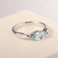 thumbnail image 2 of minimalist ring natural aquamarine wedding ring sterling silver marquise cut light blue stone March birthstone, 2 of 5