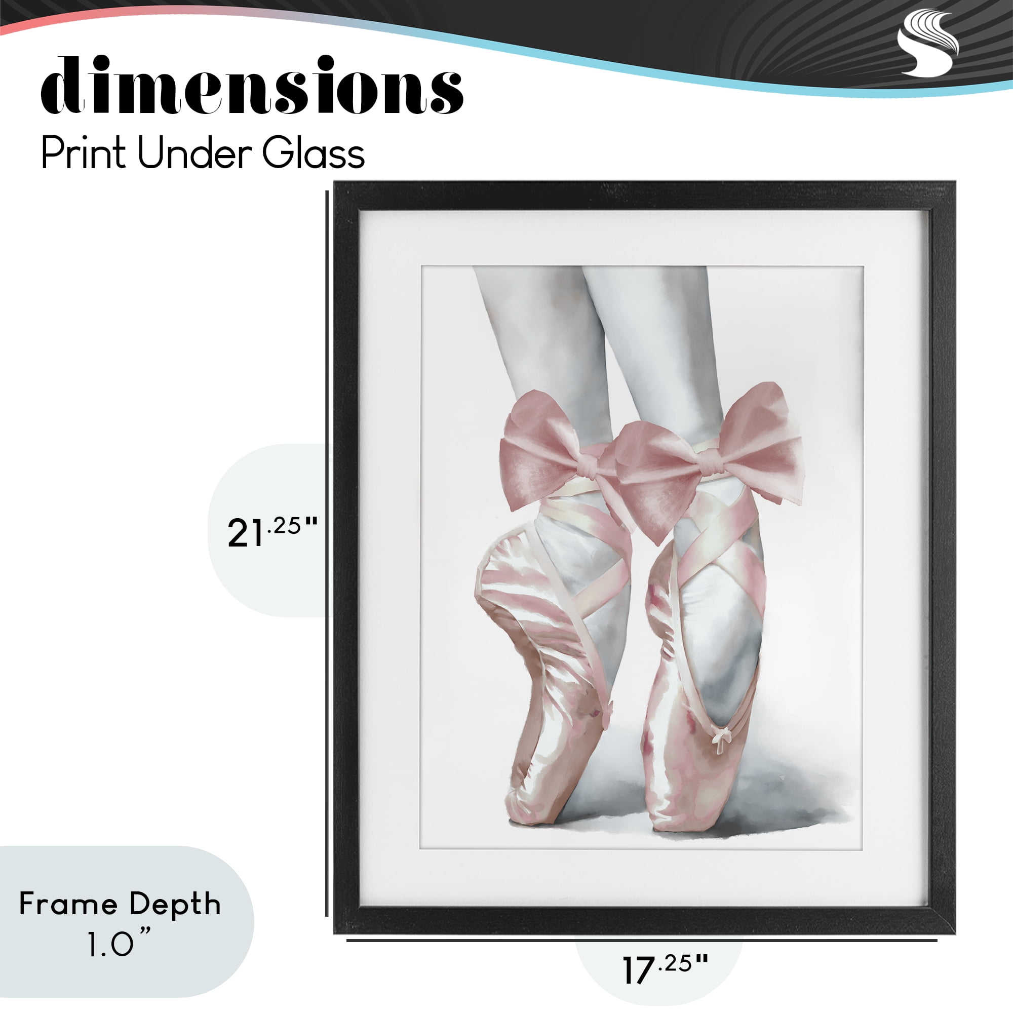 Stupell Industries Ballet Pointe Shoes Black Framed Print Under Glass, design by Elizabeth Medley