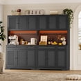 thumbnail image 6 of FANRAL 70” Tall Pantry Cabinet with Charging Station & LED Light,Wide Fluted Kitchen Hutch with Microwave Stand,Drawers & Adjustable Shelves for Dining Room Kitchen,Black Pantry Cabinet, 6 of 7