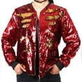 thumbnail image 2 of UJNDER Sequined Baseball Jacket for Women Shiny Sparkly Coat Stylish Fashion Outerwear Long Sleeve Red L, 2 of 3