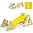 thumbnail image 1 of Costway 3 in 1 Kids Climbing Ladder Set 2 Triangle Climbers w/Ramp for Sliding & Climbing, 1 of 10