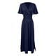 thumbnail image 4 of Vestido largo elegante de cuello en V y cintura alta para mujer: mangas plisadas, abertura lateral, fruncido, vestido de noche para bodas y fiestas., 4 of 5