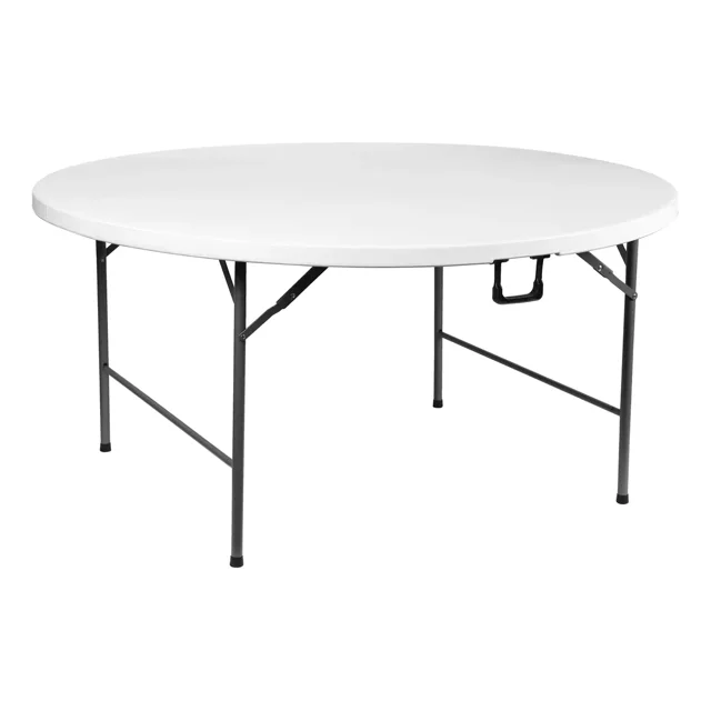 Mesa Plegable Jardin Exterior Portatil Redonda Color Blanco 152cm