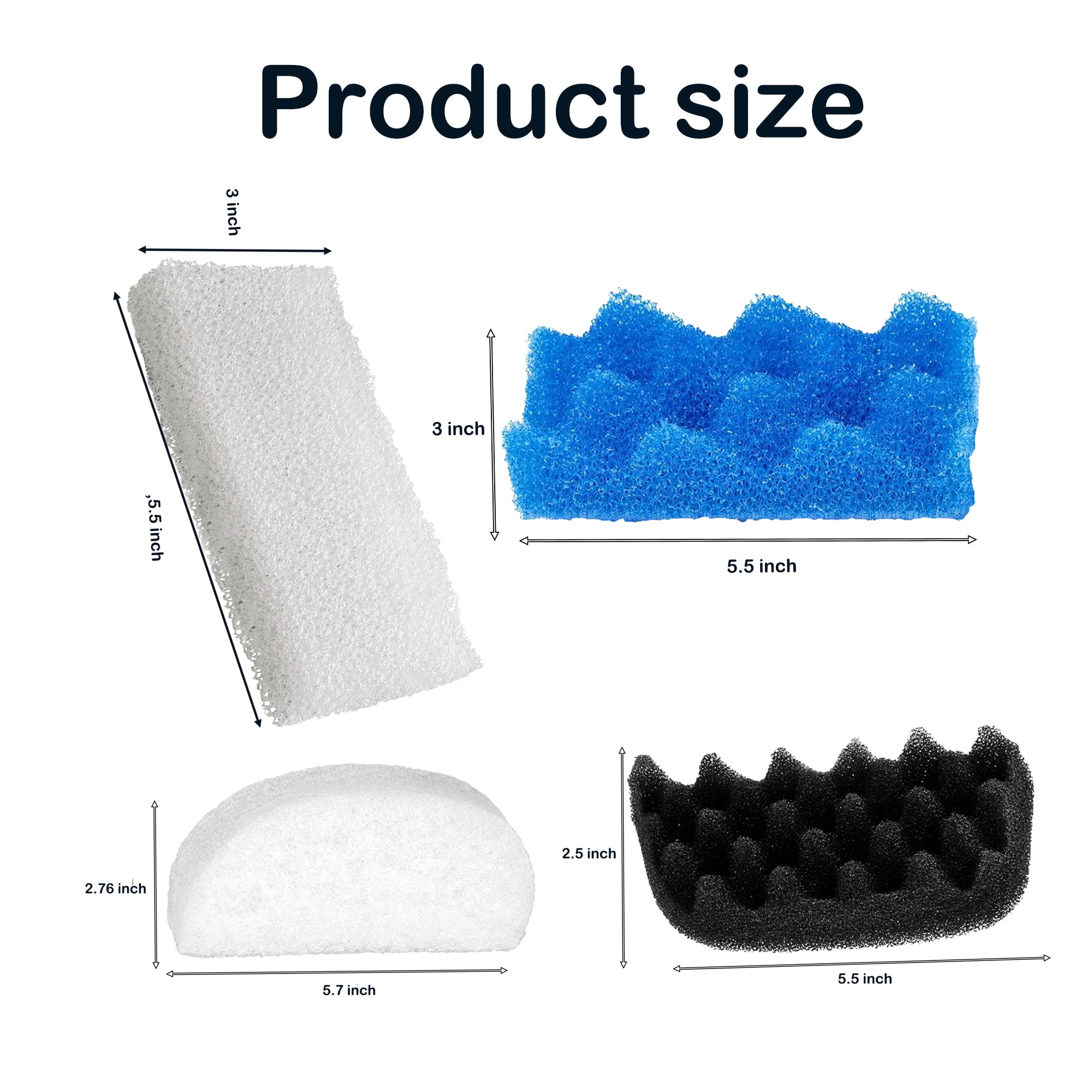 Genligt Aquarium Blue White Black Bio Sponge Foam Value Pack Compatible with Fluval 106, 107, 24 Pack