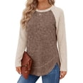 thumbnail image 3 of Fantaslook Color Block Long Sleeve Shirts for Women Lightweight Fall Sweaters Dressy Casual Tunic Tops, 3 of 10
