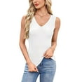 thumbnail image 3 of Womens Summer Casual V Neck Sleeveless Workout Tank Tops White M, 3 of 9