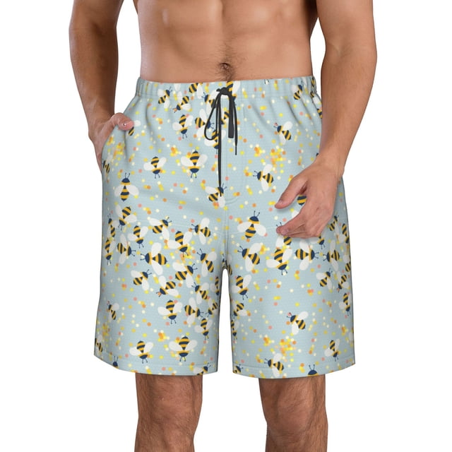Fotbe Bees Trajes de Baño Estampados para Hombre, Shorts de Verano de Secado Rápido, Ropa de Playa, Bañadores-Small