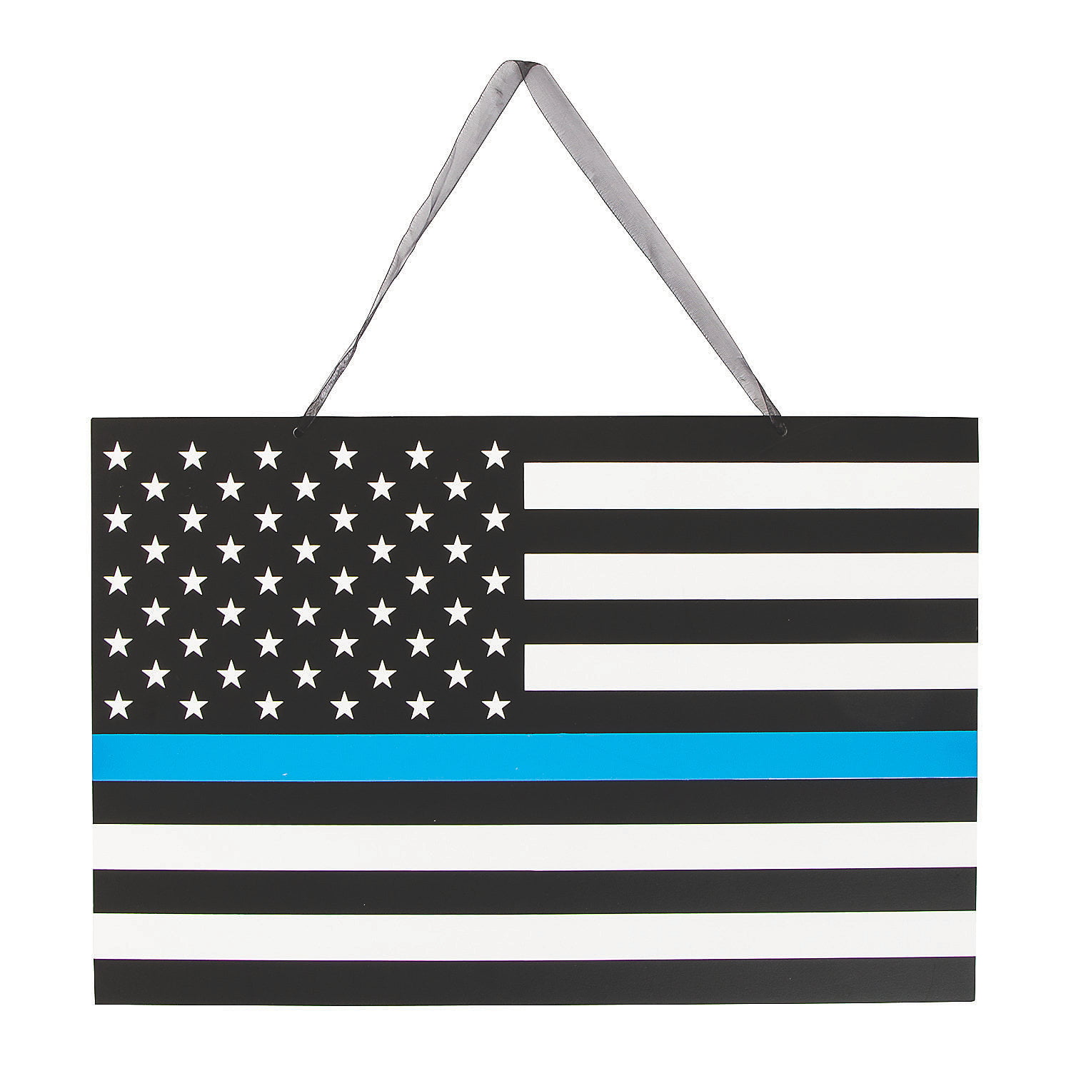 AMERICAN FLAG THIN BLUE LINE THEME WOODEN WALL MOUNT ART DECOR USA DECORATION