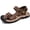 Brown, variant on Men Brown Outdoor Closed Toe Sports Sandals Double Adjustable Magic Tape Yellow Contrast Decor Thick Serrated Multi-Layer Sole Anti-Collision Toe Casual Hiking Sandals