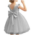 thumbnail image 4 of NAISIBABY Girls Flower Dress, Mesh Puffy Ruffle Sleeve Sequin Princess Party Pageant Dress Gray 4-5T, 4 of 5