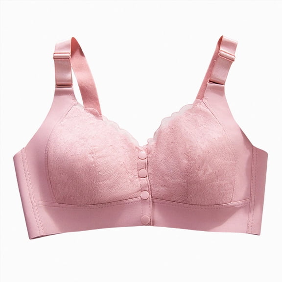 NIEWTR Bras for Older Women New Front Snap Bras for Seniors, Bra for Women Front Closure No Underwire Bra(Pink,5XL)