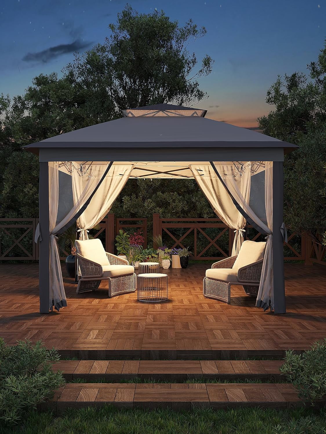11'x11 Pop-Up Gazebo, Instant Outdoor Canopy Tent with Mosquito Nettings, Durable Steel Frame, Water, and UV Proof, for Patio, Garden, Courtyard, Party