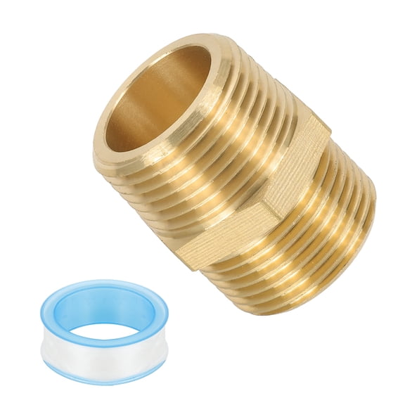 Uxcell 3/4" G Male x 3/4" NPT Male Brass Pipe Fitting with Tape for Air Gas- 1Pcs