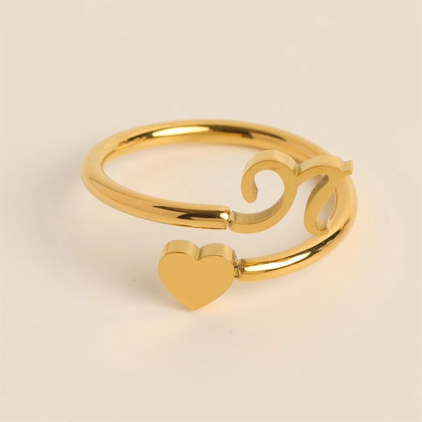 Xihbxyly Anillos de Inicial de Oro, Anillo Apilable con Letra Abierta, Joyería Ajustable con Alfabeto, Regalos Personalizados Únicos, Accesorio de Moda para Mujer, Perfecto para Mamá o Novia.