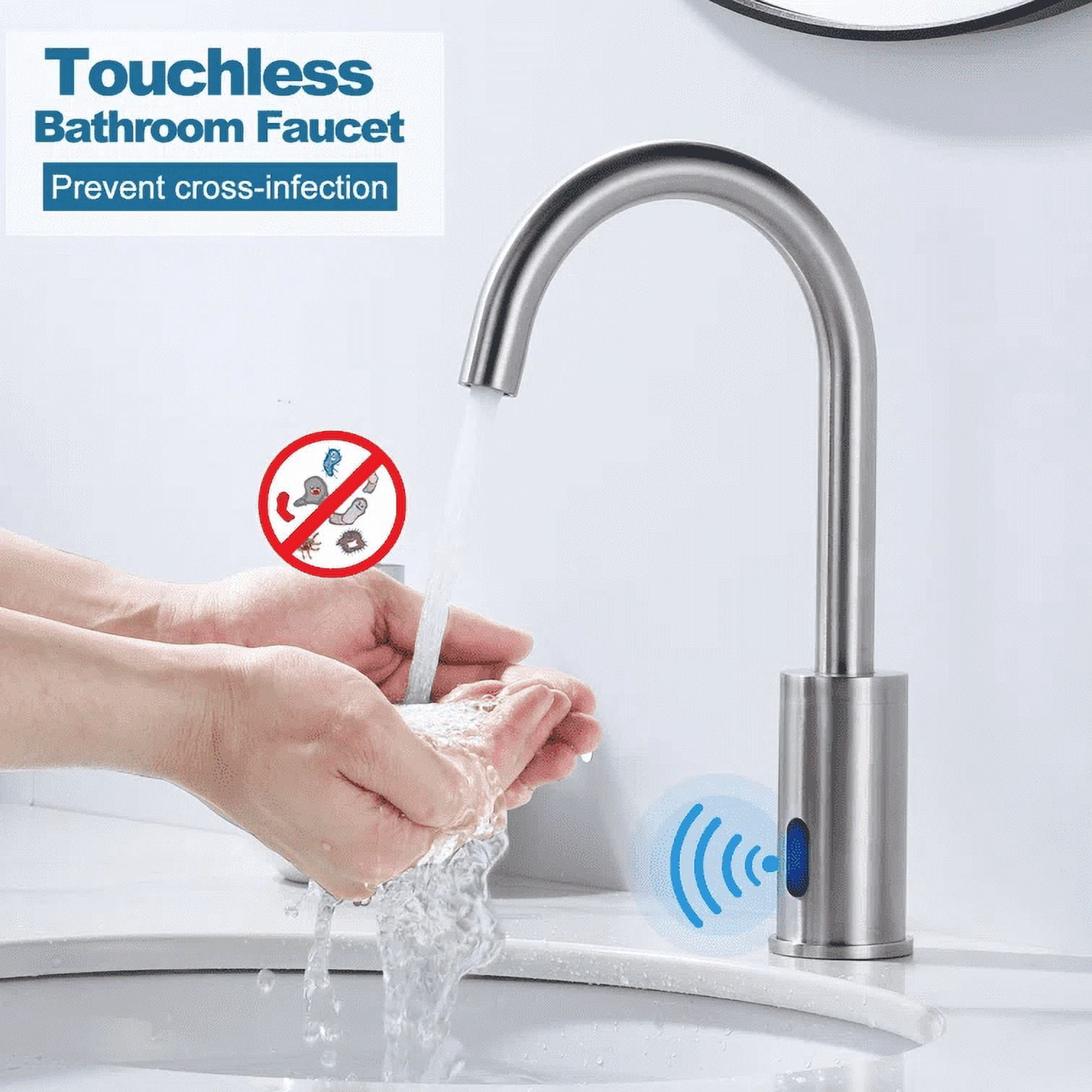 WOWOW Touchless Bathroom Faucet Automatic Bathroom Sink Faucet  Single Hole