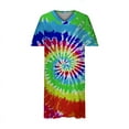 thumbnail image 4 of Summer Saving Wycnly Womens Dresses Plus Size Pocket Swing Hem Tunic Tshirt Midi Sun Dresses Casual Tie-Dye Print V-Neck Short Sleeve Knee-Length Summer Dress Green xl Under $5, 4 of 5