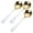White, variant on Yongwei soup spoons 3pcs White with Golden 304 Stainless Steel Spoon Fashion Dessert Serving Spoon Tableware Round Spoon for Home Restaurant