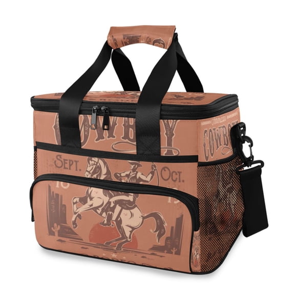 Cooler bag Retro Rodeo Cowboy 15L Insulated Lunch Bag Large Cooler Suitable for camping and picnics
