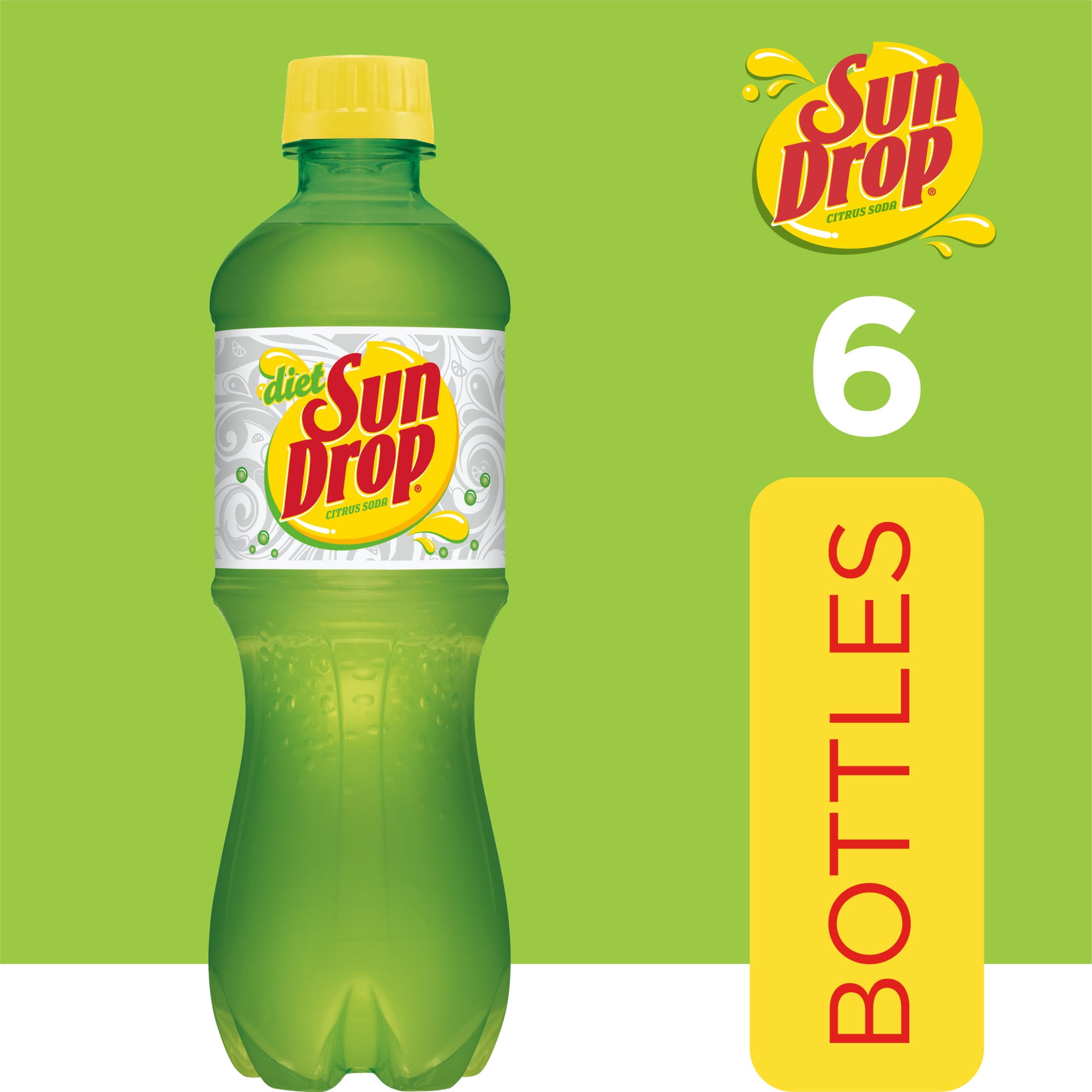 (4 pack) Diet Sun Drop Citrus Soda Pop, 16.9 fl oz, 6 Pack Bottles