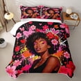 thumbnail image 2 of Castle Fairy Black Girl Chic Floral Twin Quilt Set,Graffiti Splash Twin Coverlet Set,Pink Black, 2 of 7
