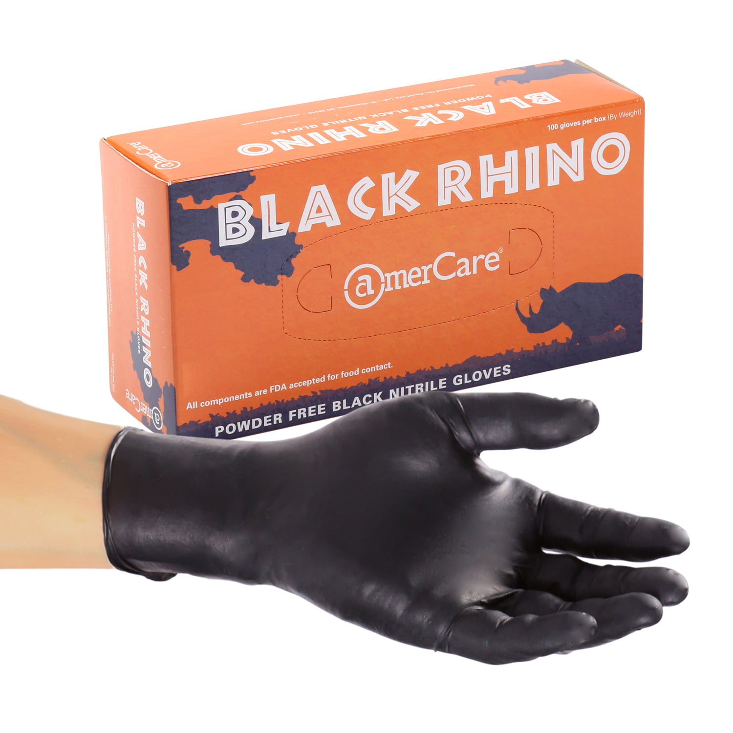 Size X-Large Textured Grip Box of 100 6 Mil Latex Free Dura-Gold HD Black Nitrile Disposable Gloves Powder Free 