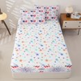 thumbnail image 4 of Manfei Kawaii Usa Flag Bow Zipper Queen Comforter Set with Fitted Sheet and 2 Pillowcases,Festival Fireworks Zipper Bedding Set,Red White Navy,Colorful Stars Reversible,4pcs, 4 of 8