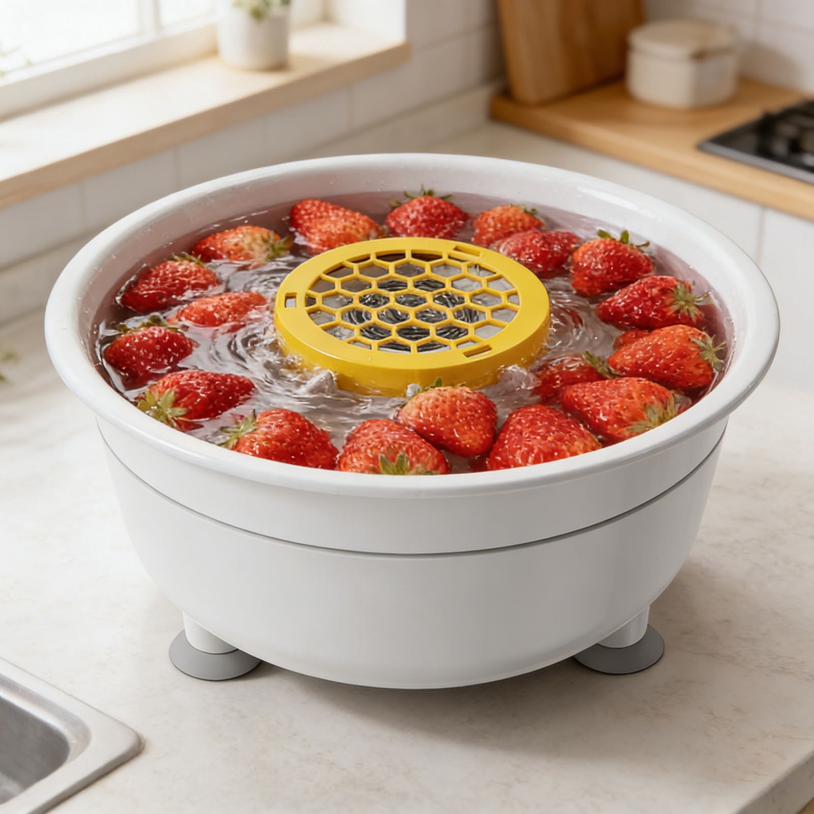 Intelligent Fruit And Vegetable Cleaning Machine With 6 Layer Electrolysis Hydroxyl And Hypochlorite Oxidation Purifiers Cleaning For Fruits Vegetables And Seafood Grease Remover Grout Cleaning Brush