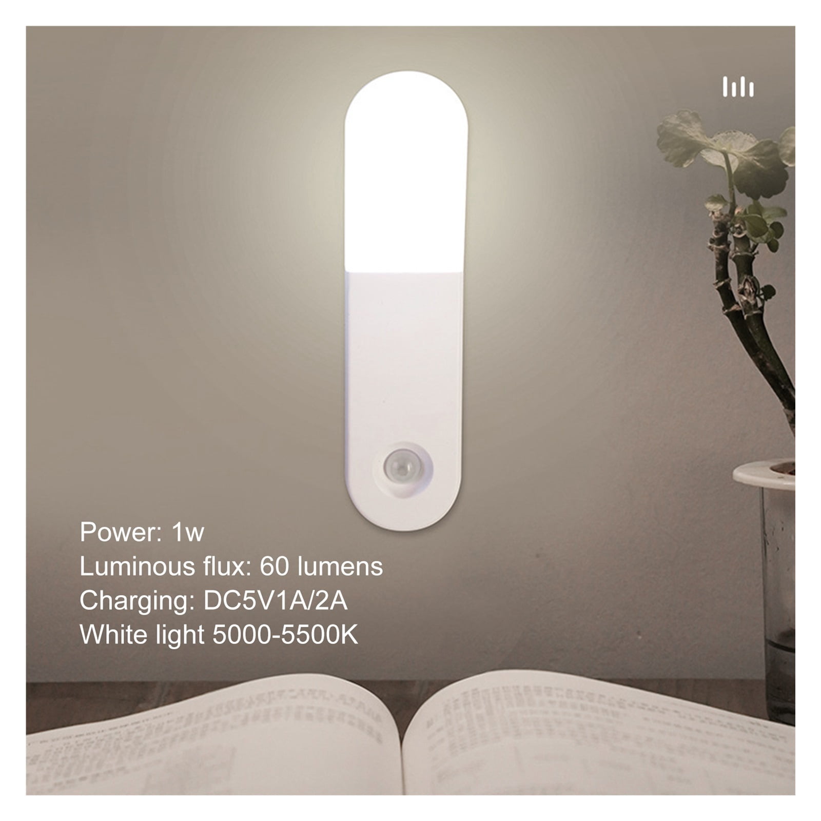 Wireless Motion Sensor Night Light Wall Lamp USB Rechargeable LED Cabinet Light Kitchen Bathroom Hallway Stair Wardrobe Lighting ,Picture Lights for Wall