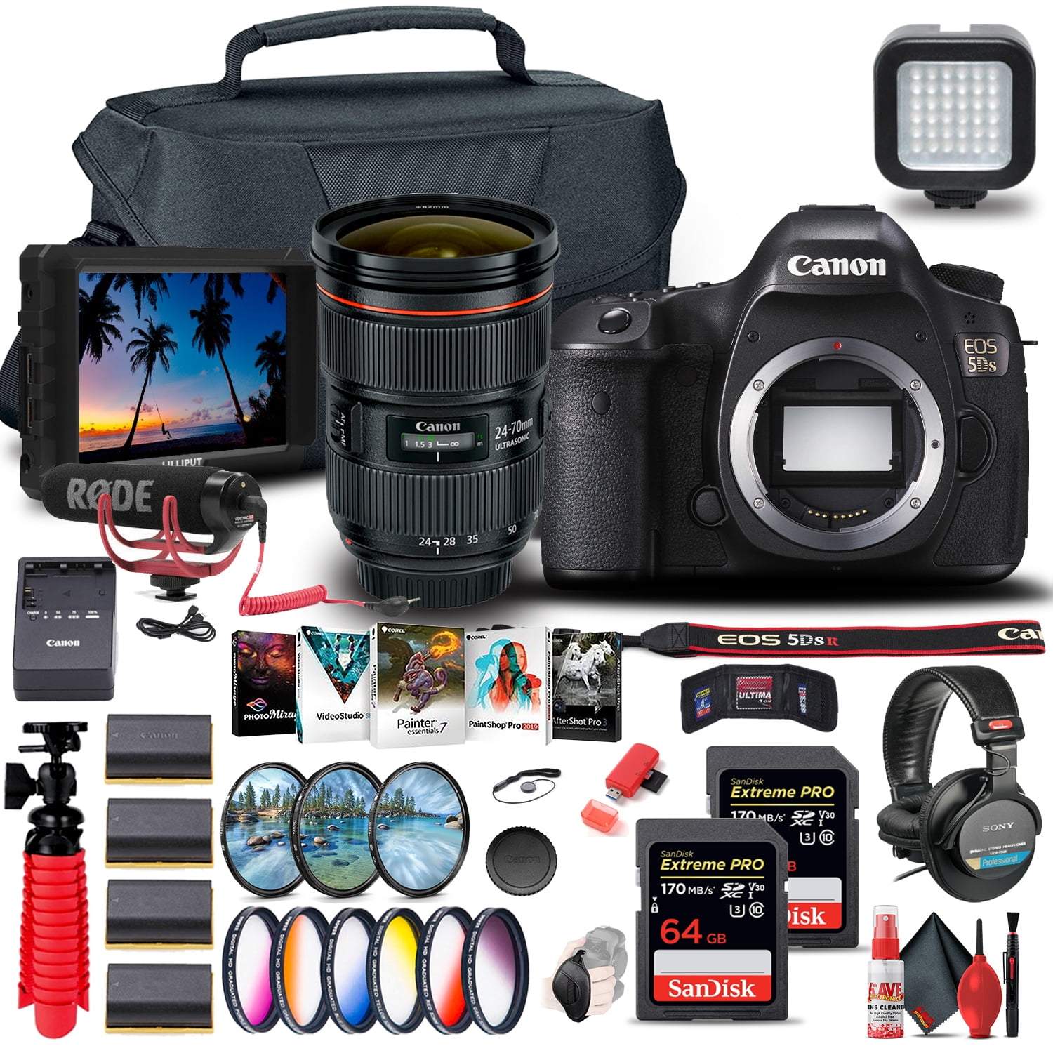 Canon EOS 5DS DSLR Camera (Body Only) (0581C002) + 4K Monitor + Canon EF 24-70mm (International Version)