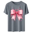thumbnail image 5 of Wowcloth Woman's Valentine T-Shirt with Bow Print, Round Neck Short Sleeve, Soft Cotton Comfortable Fit for Everyday Wear, 5 of 6