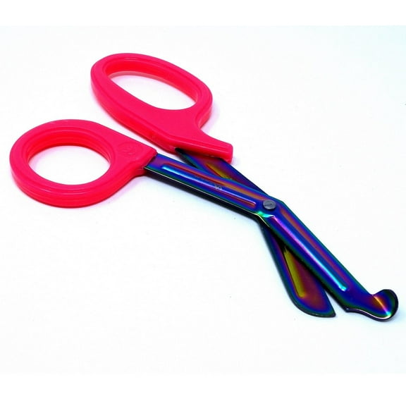 Pink Handle with Fluoride Multi Color Blades Trauma Shears 7.25"