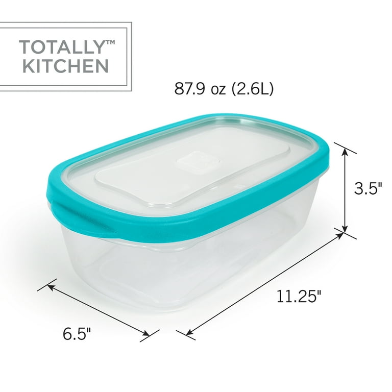 Totally Kitchen Rectangle Food Containers, Teal, 10 Pcs