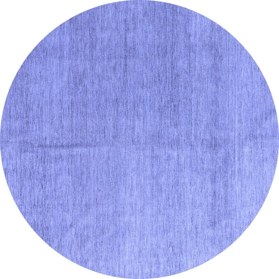 Ahgly Company Indoor Round Abstract Blue Modern Area Rugs, 6' Round