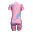 thumbnail image 6 of CILENON Conjunto De 2 Piezas Para Mujer Womens Tie-Dye Short Sleeve O-Neck Tops Beach Shorts Summer Sports Casual Set Womens Clothing Set Womens Jogger Set (Pink,XXXL), 6 of 6