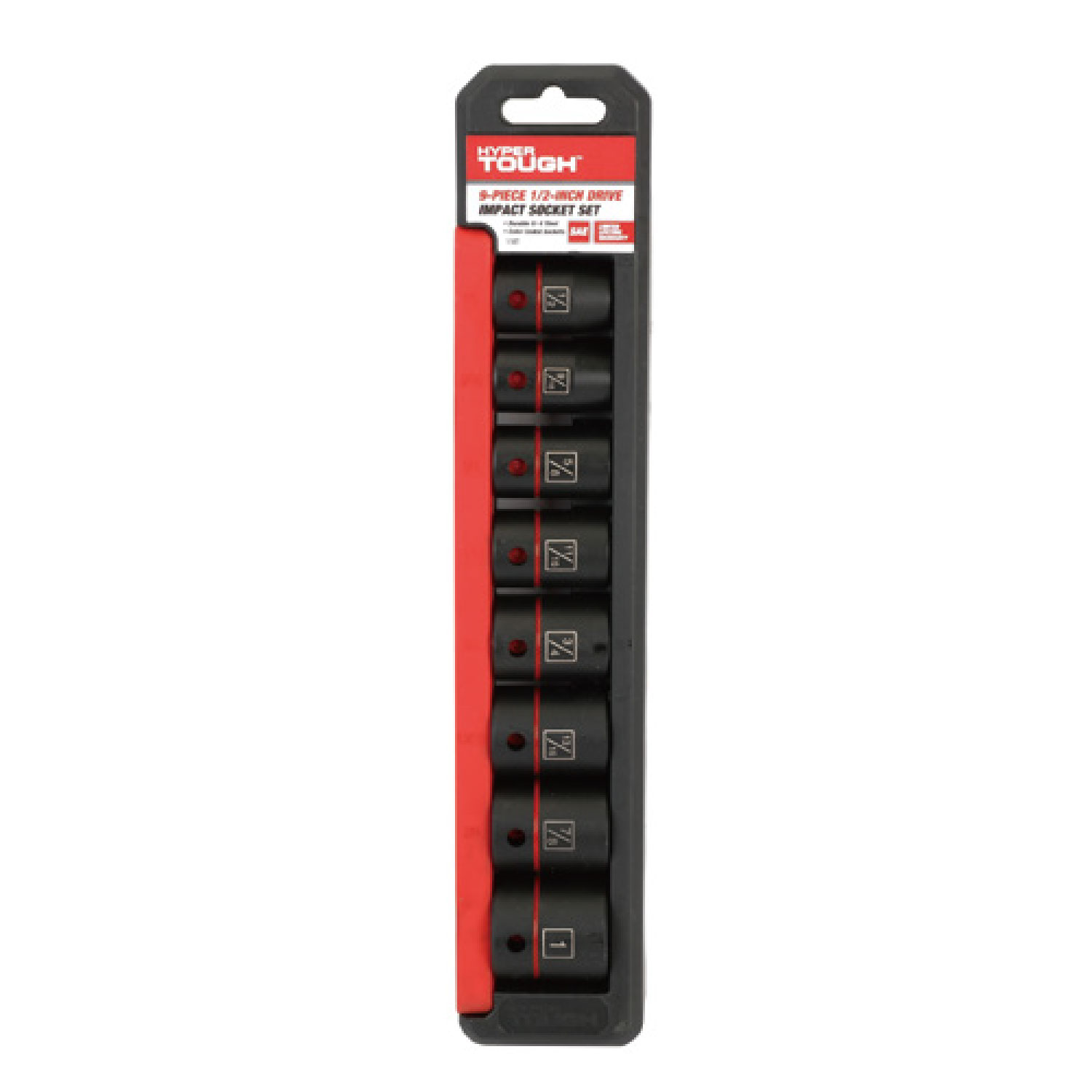 Juego de 9 Dados de Impacto de 1/2 Pulgada Hyper Tough (SAE) 7