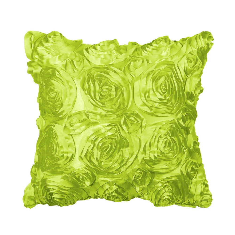 3D Satin Rose Flower Throw Pillow Cover Shells,Pure Floral Cushion