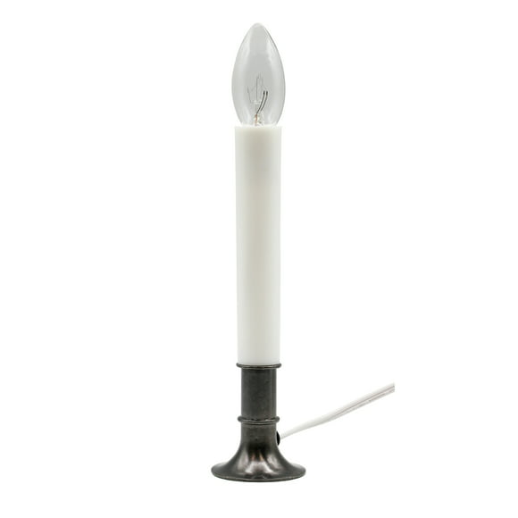 Creative Hobbies Electric Window Candle Lamp with Pewter Plated Base, Dusk to Dawn Sensor Turns Candle on in Dark and Off in Light, Ready to Use!