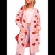 thumbnail image 2 of Suéter Cárdigan con Corazón para Mujer, Cuello en V, Abertura Frontal, Punto Acanalado, Abrigos con Bolsillos. Rosa S, 2 of 10
