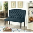 thumbnail image 3 of Tufted High Back 2 Seater Love Seat Bench With Nailhead Trims, Blue, 3 of 3