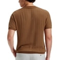 thumbnail image 2 of FEDTOSING Mens Old Money Knitted Shirts Short Sleeve Cardigan Button Down Polo, 2 of 7