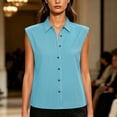 thumbnail image 6 of Feancey Women's Sleeveless Button Down Shirts Striped Casual Collared Work Blouses Loose Fit Dressy Office Tank Tops Summer Trendy Clothes Blue XXL, 6 of 8
