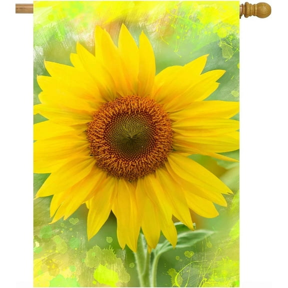 Watercolor Seasonal Sunflower Flowers Summer Spring Agriculture Landscape House Flag 28 x 40 Inch, Double Sided Large Garden Yard Welcome Flags Banners for Home Lawn Patio Outdoor Decor